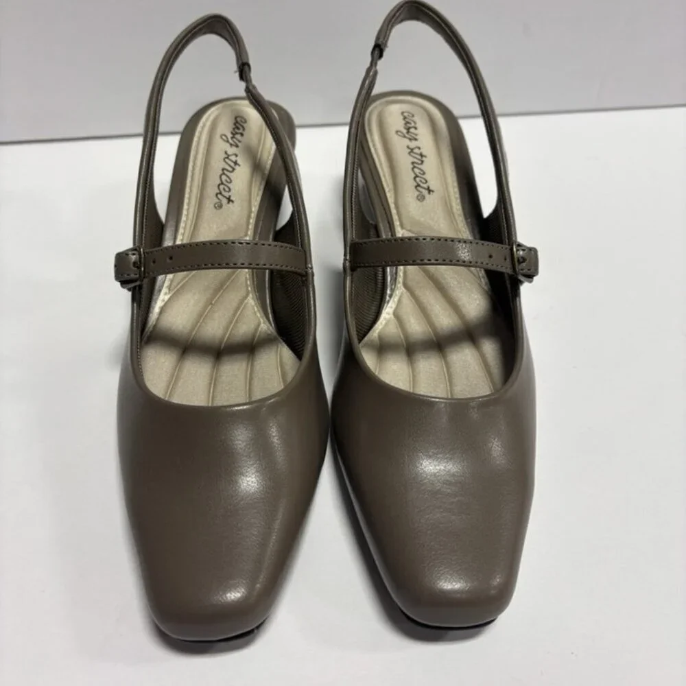 Easy Street Women’s Cameo Slingback Pumps Taupe, Size 6.5 M